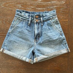 High-Waist Blue Denim Paperbag Women’s Shorts